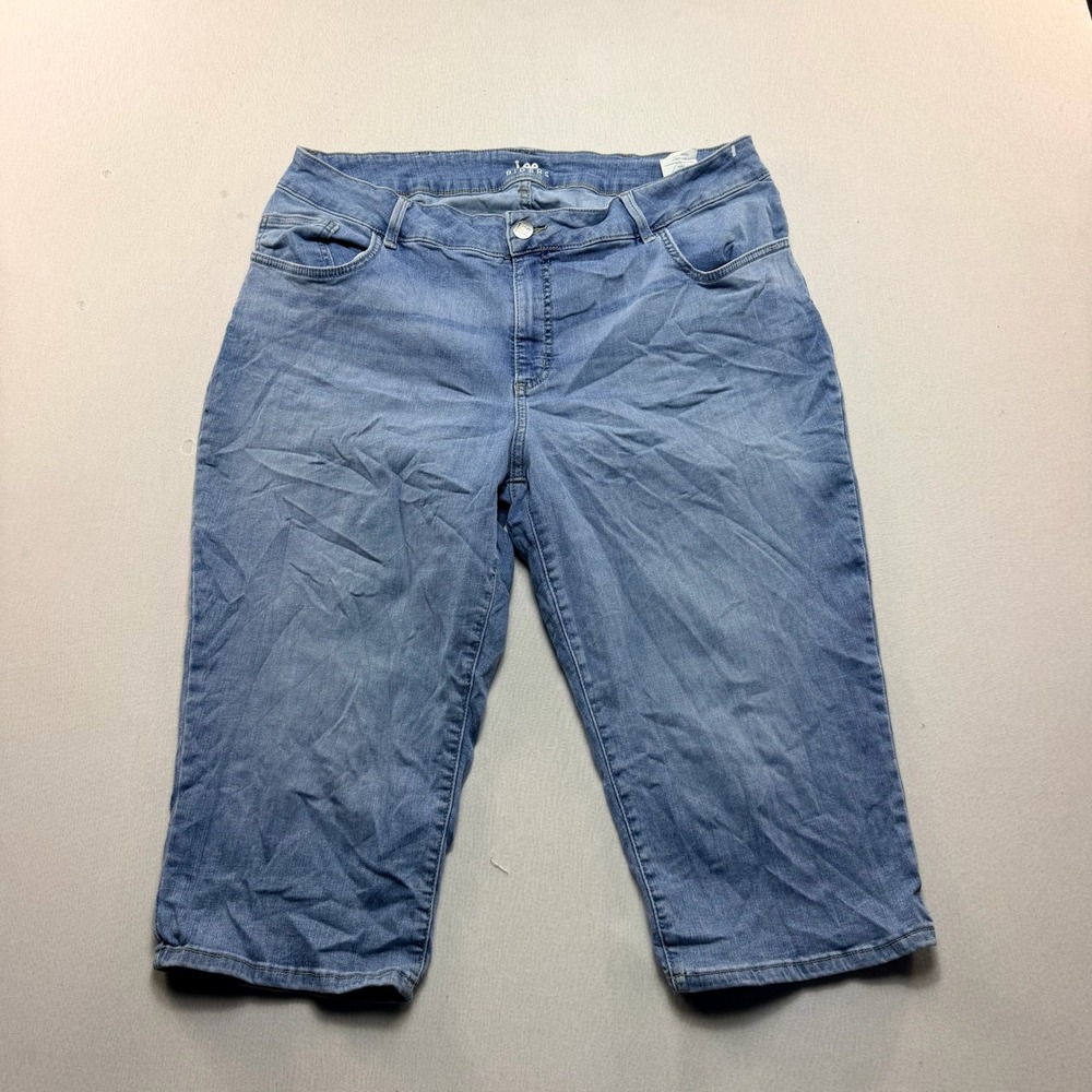 Lee Riders Denim Capris Women Twenty Two Medium Blue Excellent Stretch Cropped